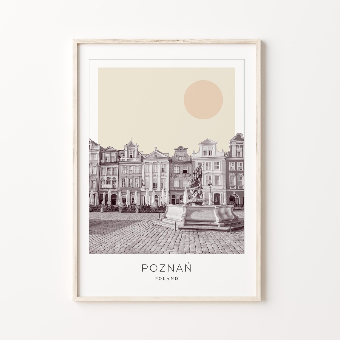 Poznan Poland Old Market Square Fountain Minimalist Travel Poster