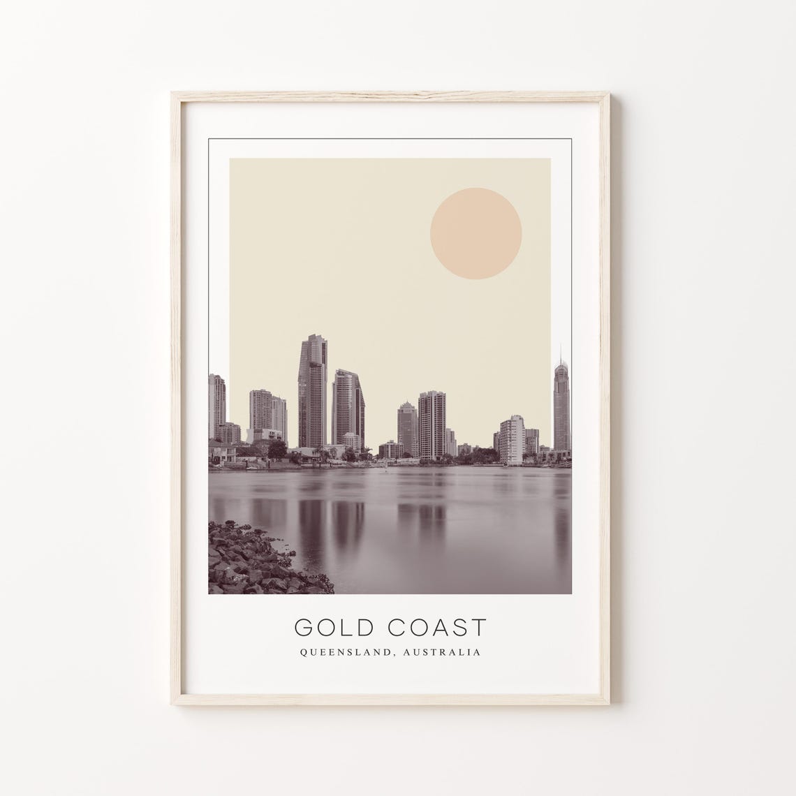 Gold Coast Surfers Paradise Skyline Over Water Travel Poster
