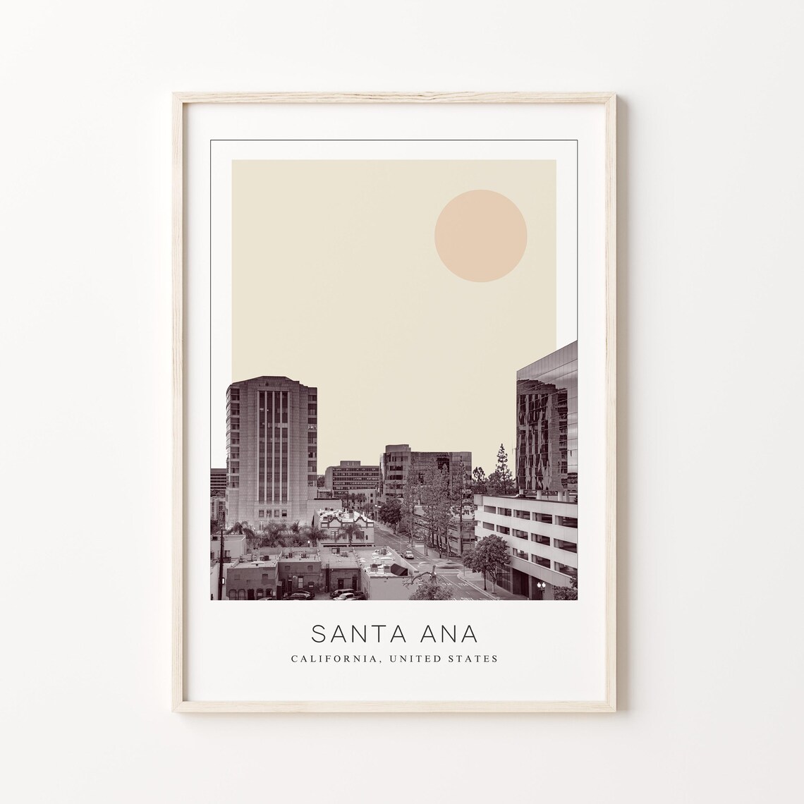 Santa Ana California Downtown Skyline Minimalist Travel Poster
