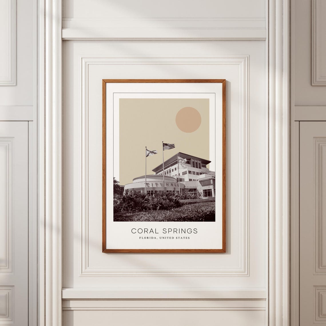 Coral Springs Florida City Hall Flags Minimalist Travel Poster - Image 2