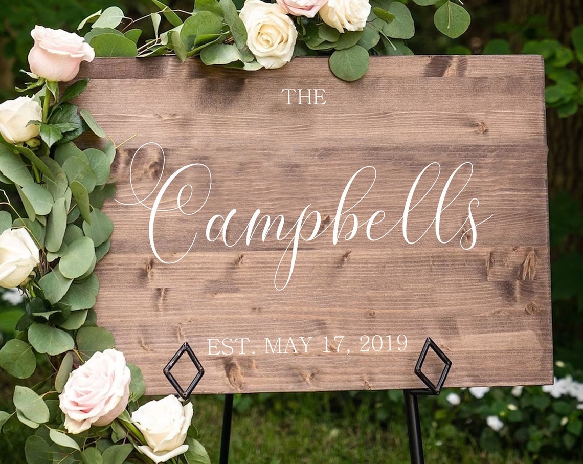 The Campbells Family Name Wood Sign Wedding Gift Decor Poster