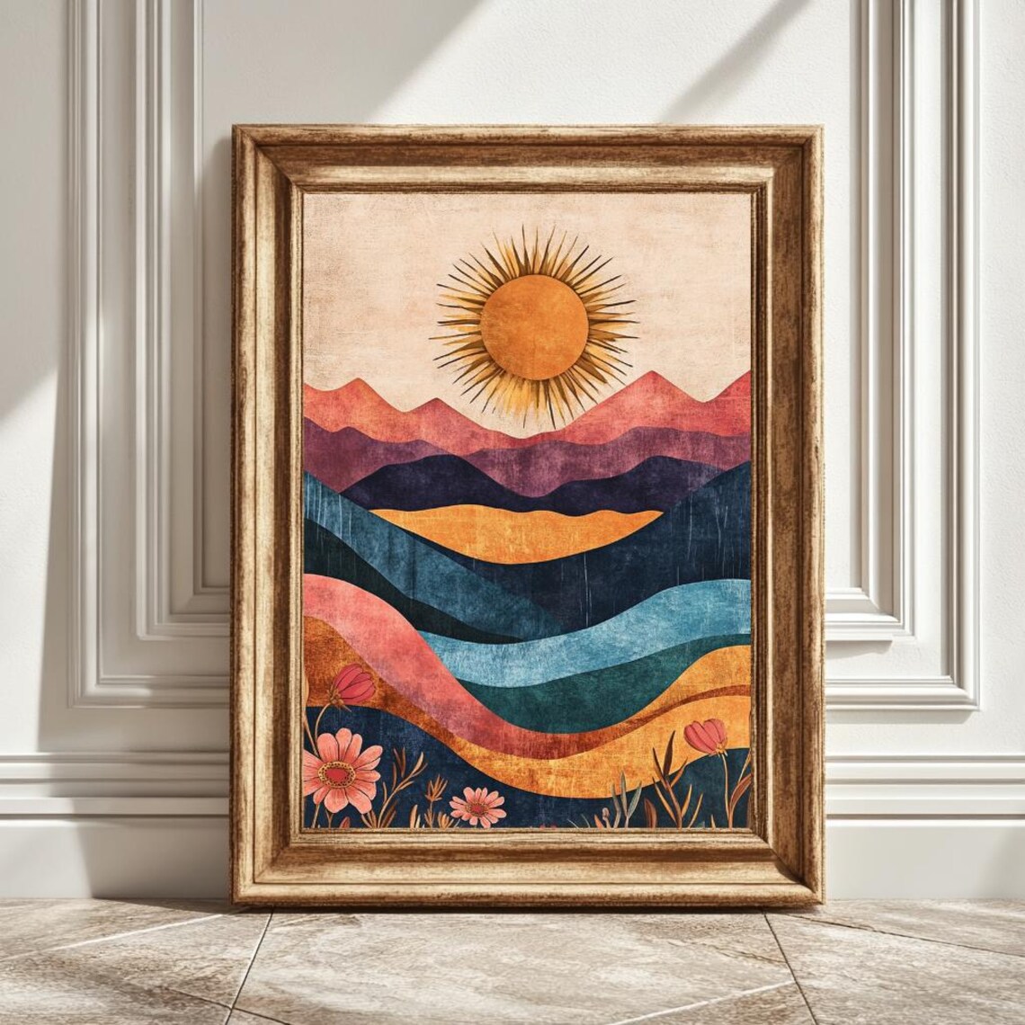 Colorful Abstract Landscape, Modern Boho Decor