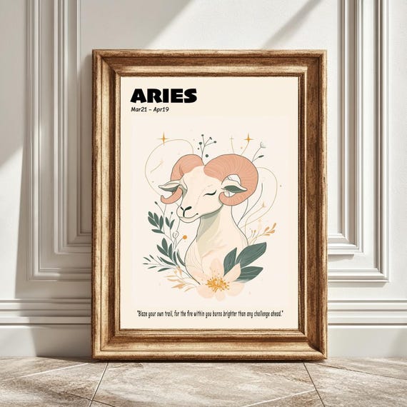 Aries Zodiac Art Print, Pastel Astrology Decor