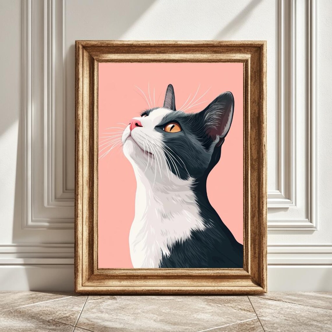 Black And White Cat, Minimalist Decor Art Print