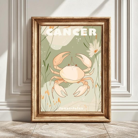 Cancer Astrology Art Print, Horoscope Decor