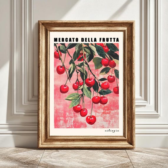 Cherries Art Print, Mercato Della Fruta Kitchen