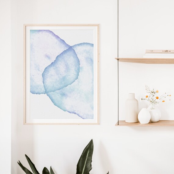 Soft Blue Abstract Watercolor Wash Minimalist Modern Art Poster