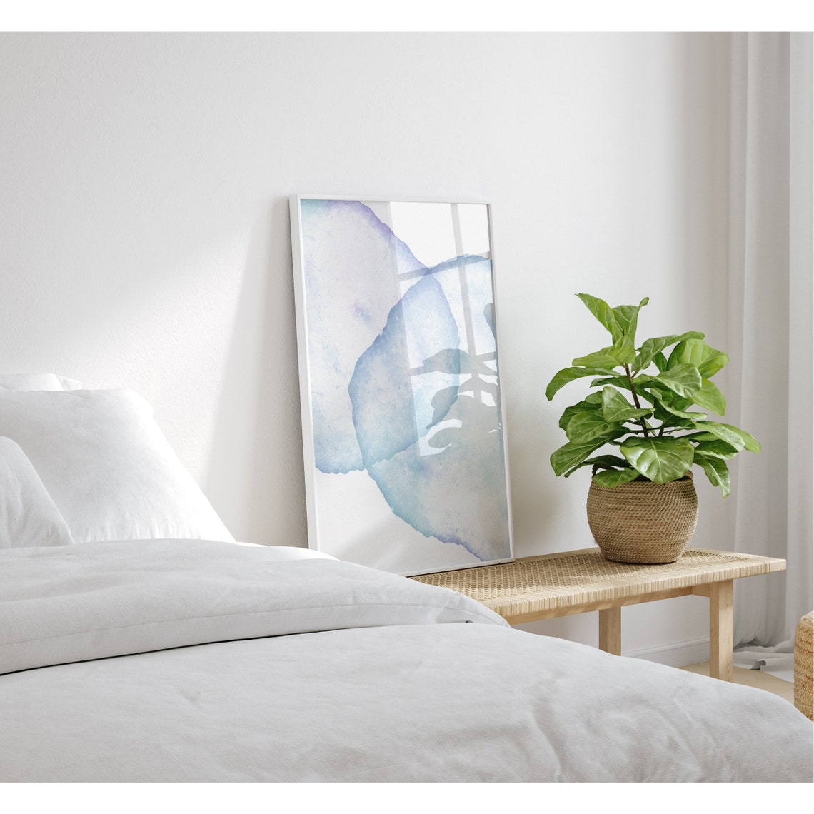 Soft Blue Abstract Watercolor Wash Minimalist Modern Art Poster - Image 2