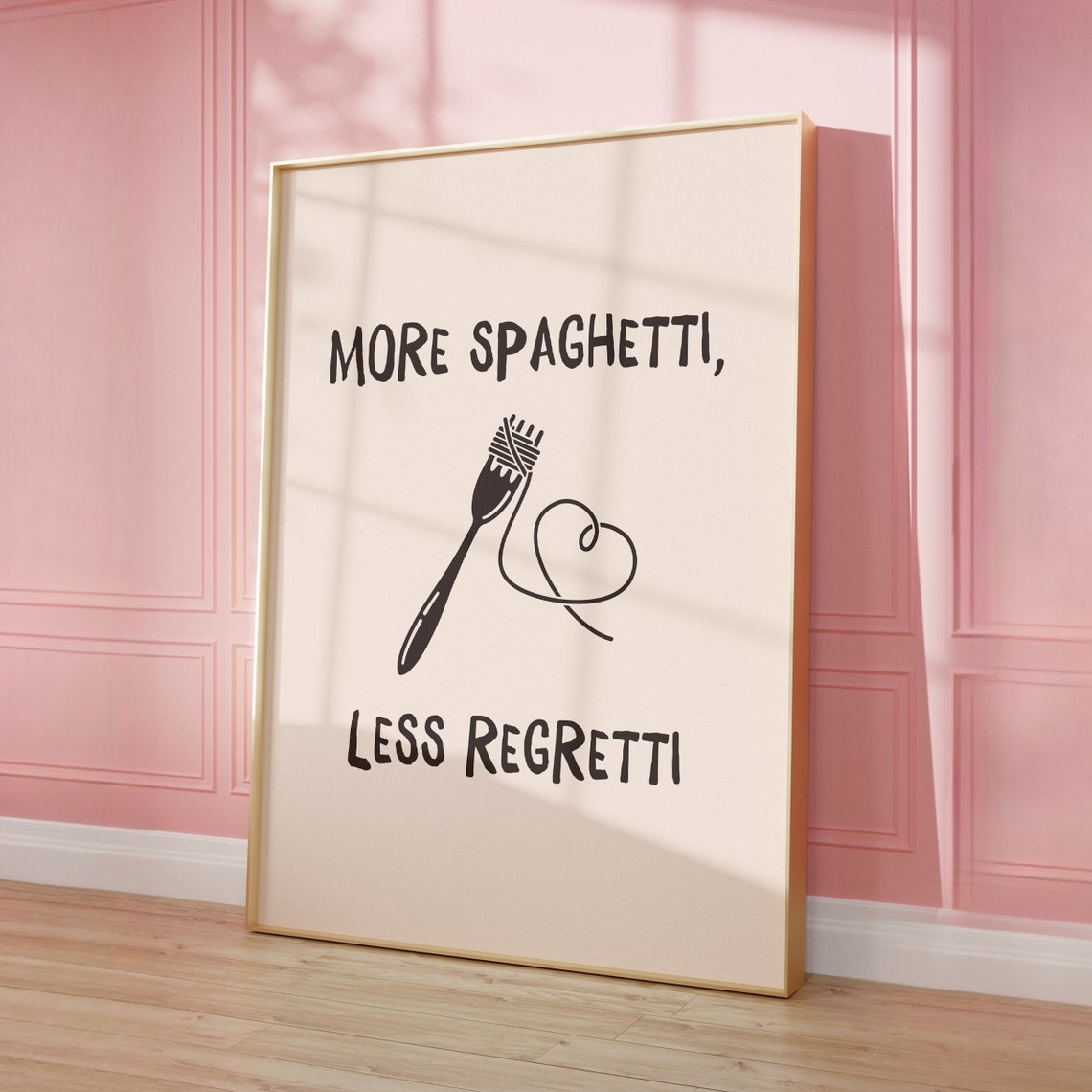 More Spaghetti Less Regretti Pasta Kitchen Funny Quote Poster - Image 4