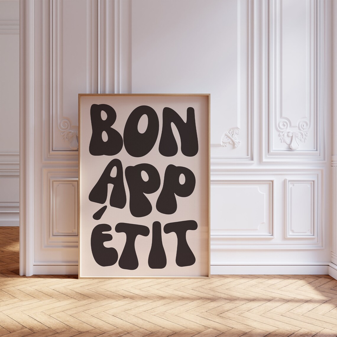 Bon Appetit Groovy Black Lettering Kitchen Typography Poster