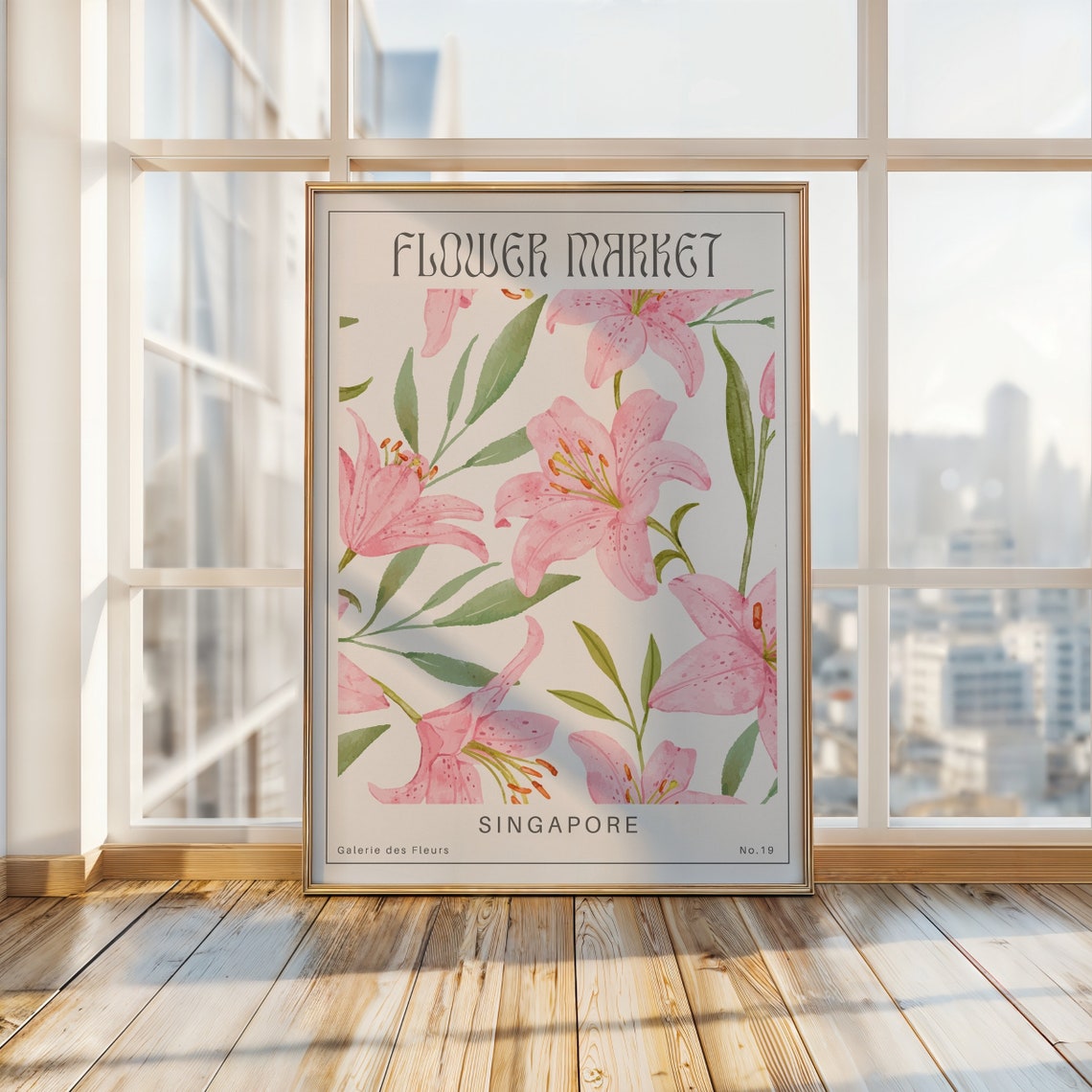 Flower Market Singapore Poster Vintage Botanical Wall Art Retro Flower Market Print Preppy Galerie Des Fleurs Print Instant