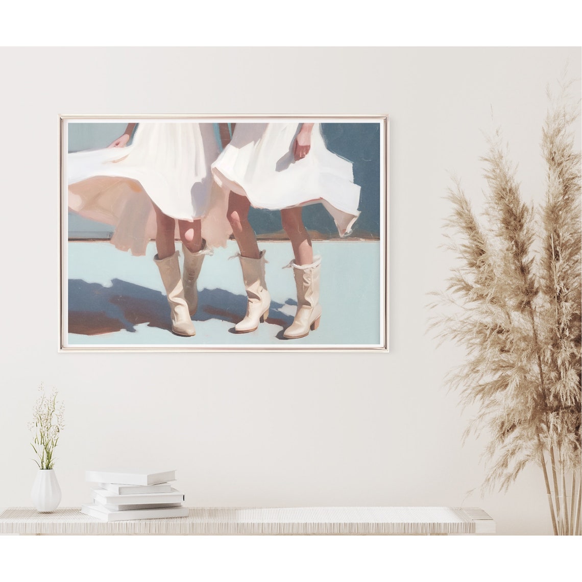 Cowgirls Wall Art Trendy Pastel Oil Painting Preppy Western Wall Decor Retro Cowgirl Light Pink Wall Art Instant - Image 2