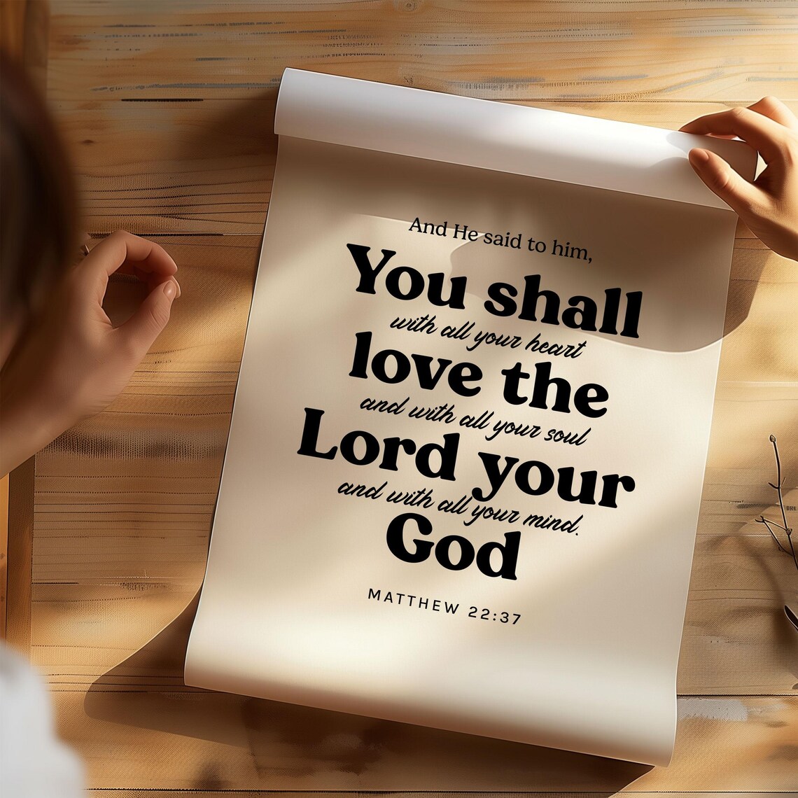 Matthew 22 37 You Shall Love The Lord Your God Bold Typography Verse Poster - Image 2