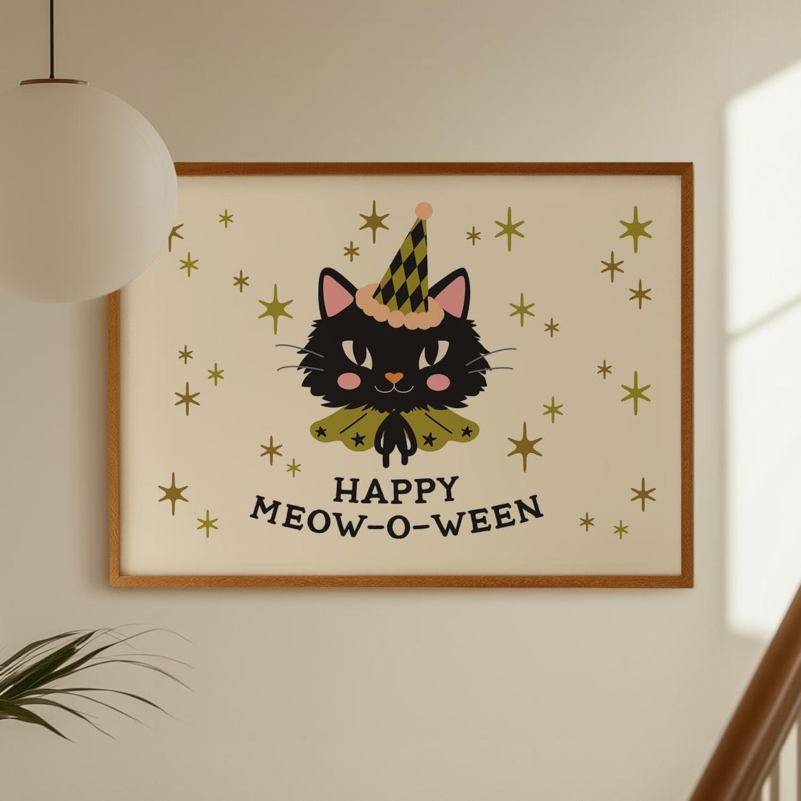 Halloween Cat Poster Spooky Season Print Wall Art Decor For Kids