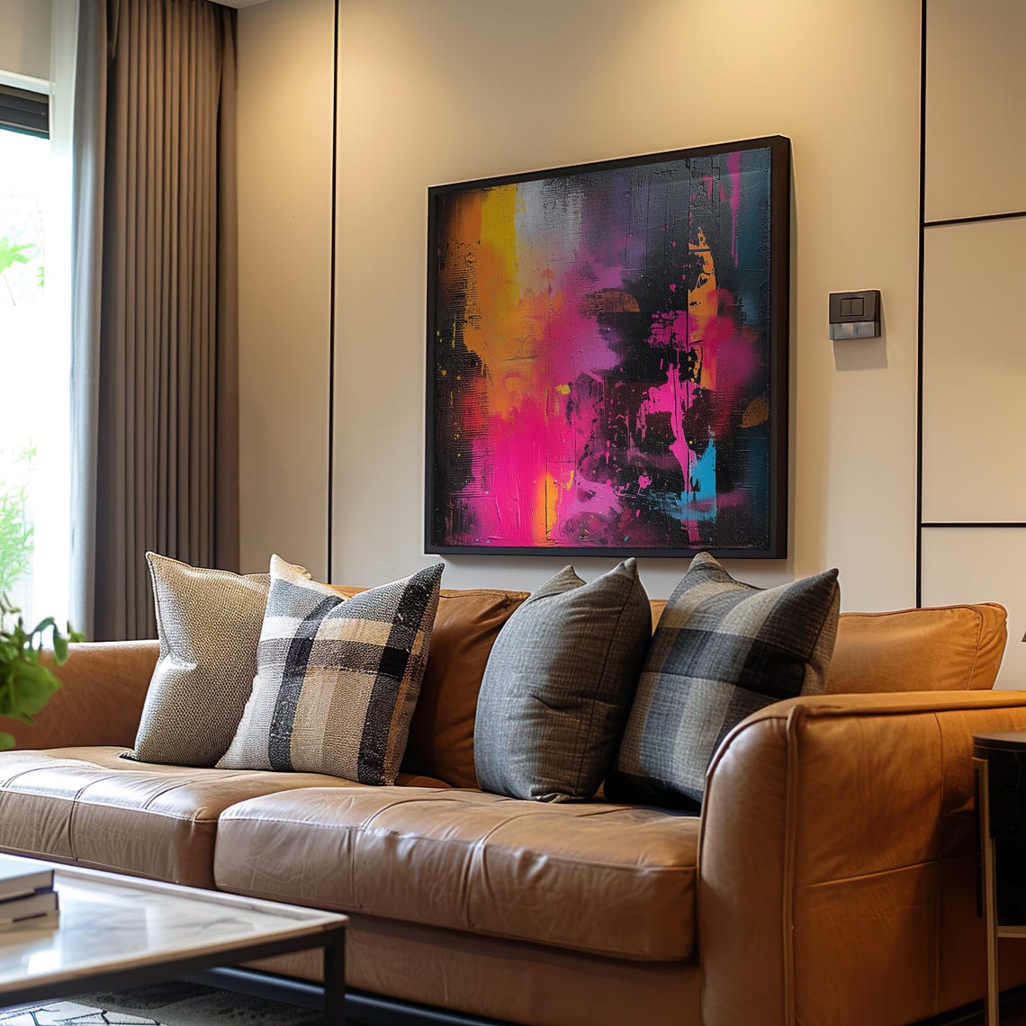 Vibrant Pink Abstract Painting Colorful Modern Expressionist Print