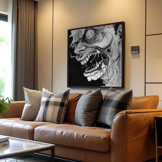 Zombie Manga Comic Book Style Ink Drawing Art Black White Gritty Poster Highdetailed Illustration