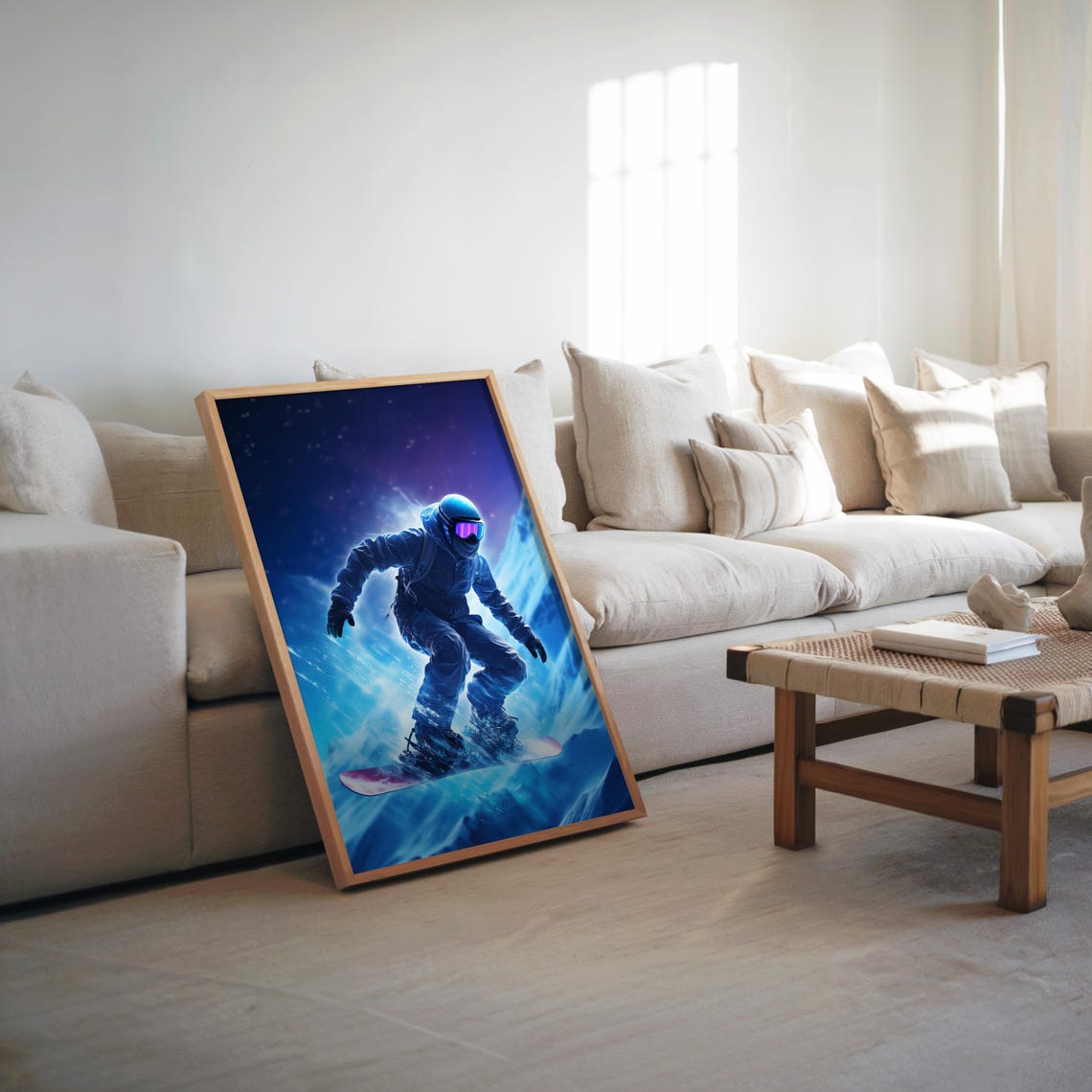 Snowboarder Catching Big Air Over an Erupting Ice Wave Poster