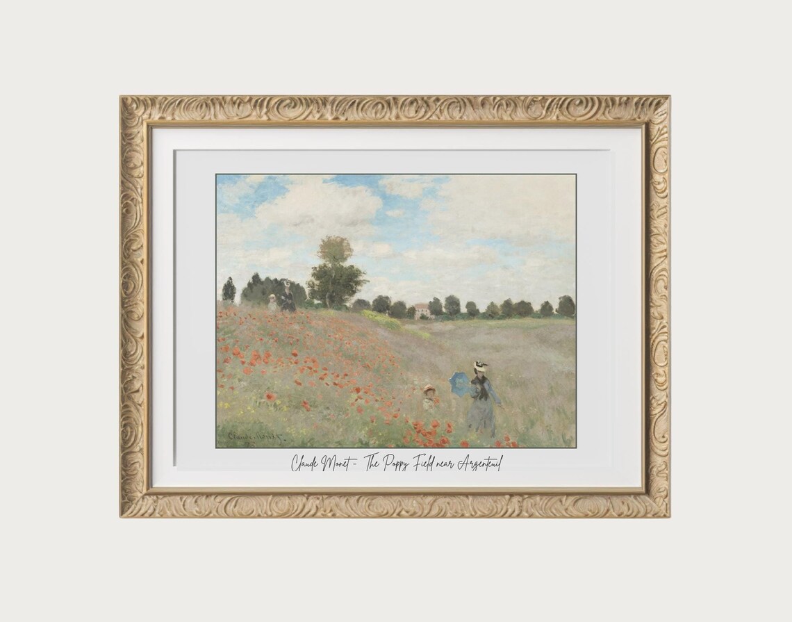 Claude Monet The Poppy Field Near Argenteuil, Art Print