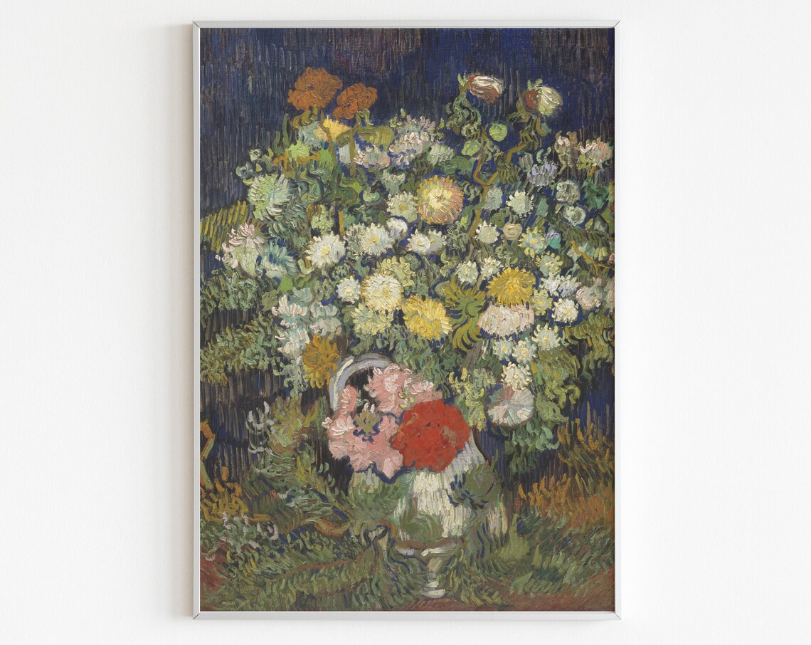 Van Gogh Bouquet Of Flowers In A Vase Impressionist Still Life Print