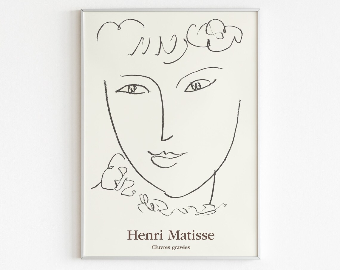 Matisse-Inspired Woman Face Abstract Art Print