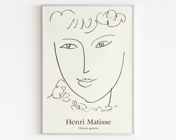 Matisse-Inspired Woman Face Abstract Art Print