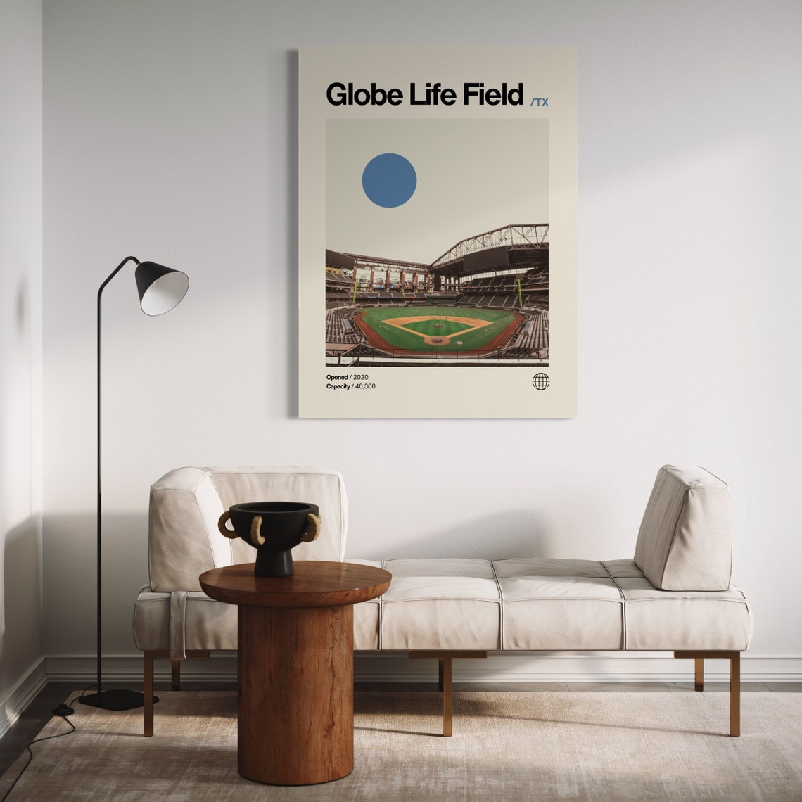 Globe Life Field Texas Rangers Baseball Stadium Minimalist Poster - Image 2