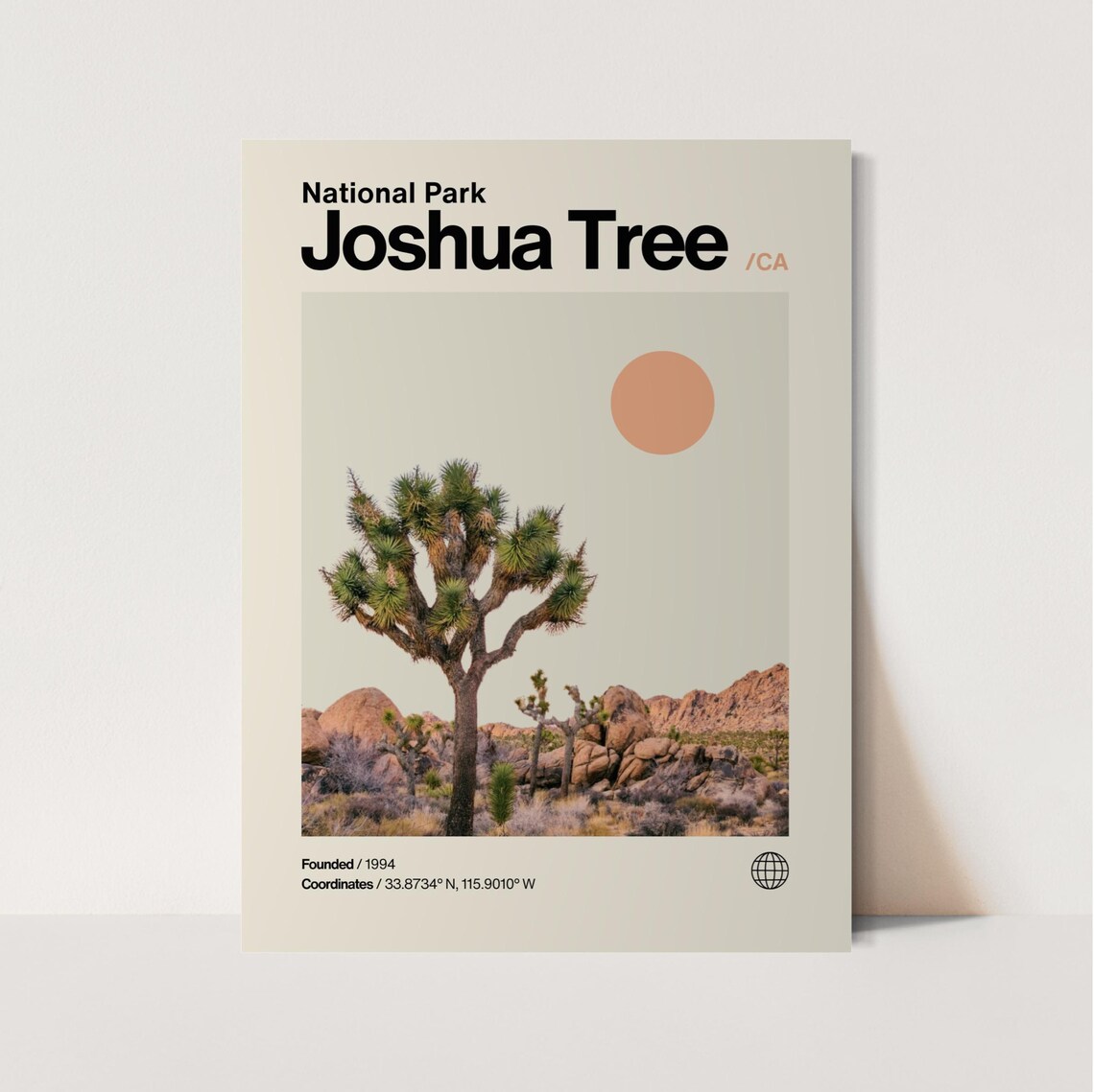 Joshua Tree National Park California Desert Minimalist Travel Poster Art
