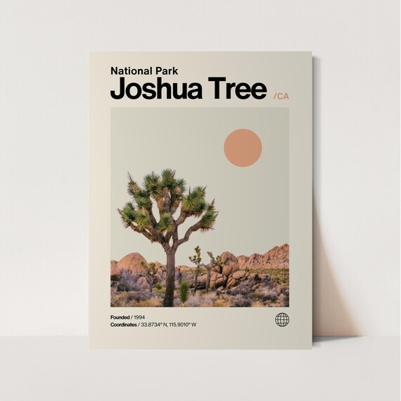 Joshua Tree National Park California Desert Minimalist Travel Poster Art