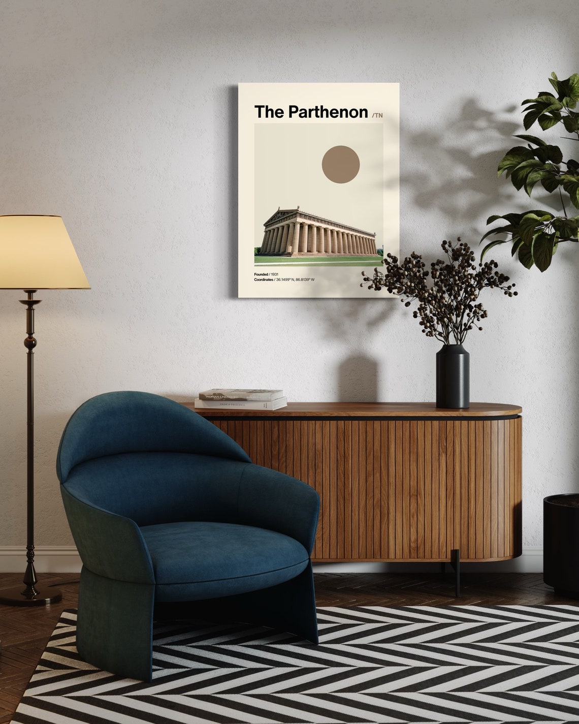 Nashville Parthenon Tennessee Full Scale Replica Minimalist Poster - Image 3