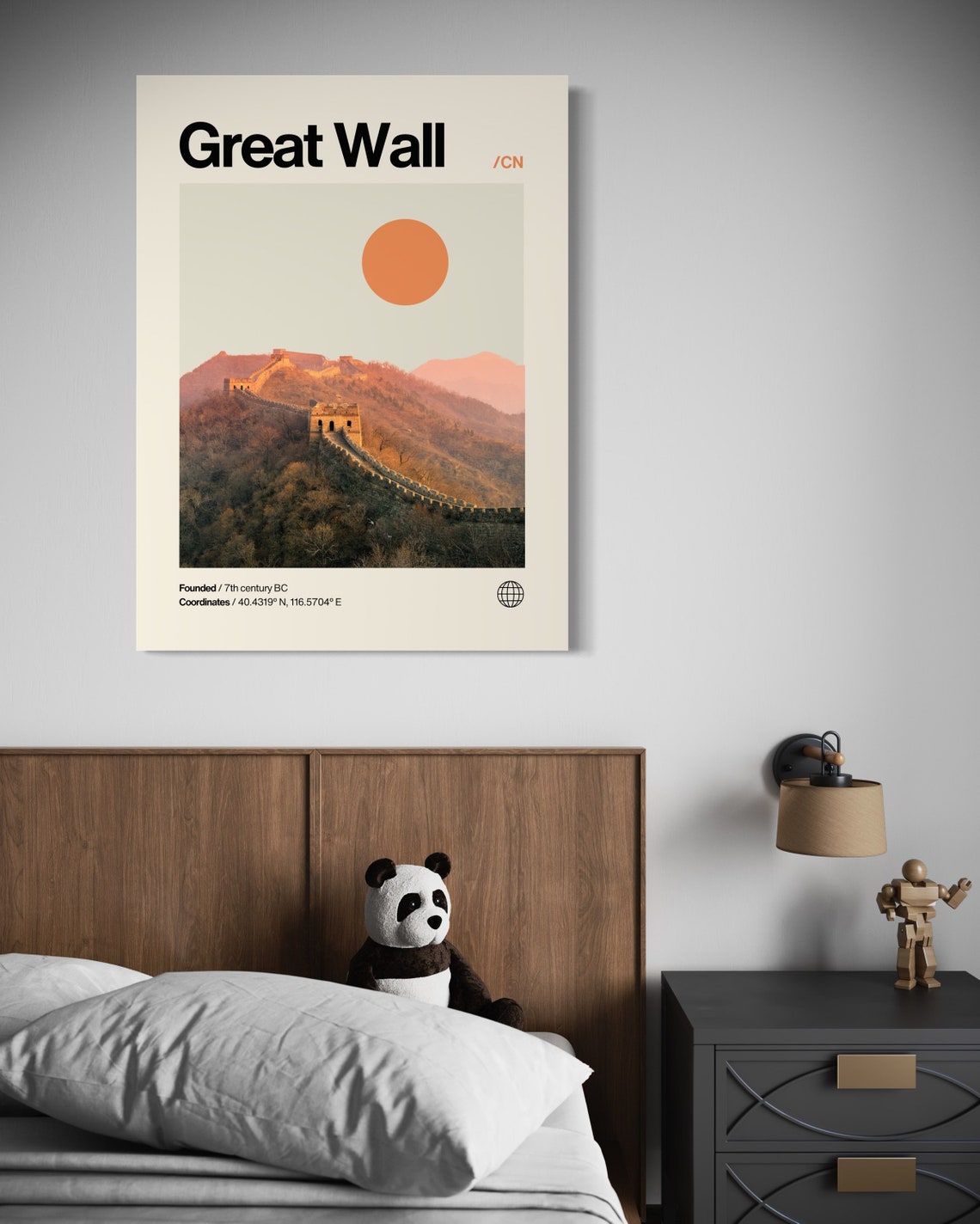 Great Wall Of China Poster Minimalist Helvetica Mid Century Modern Great Wall Of China Travel Print Great Wall Of China Wall Art - Image 2