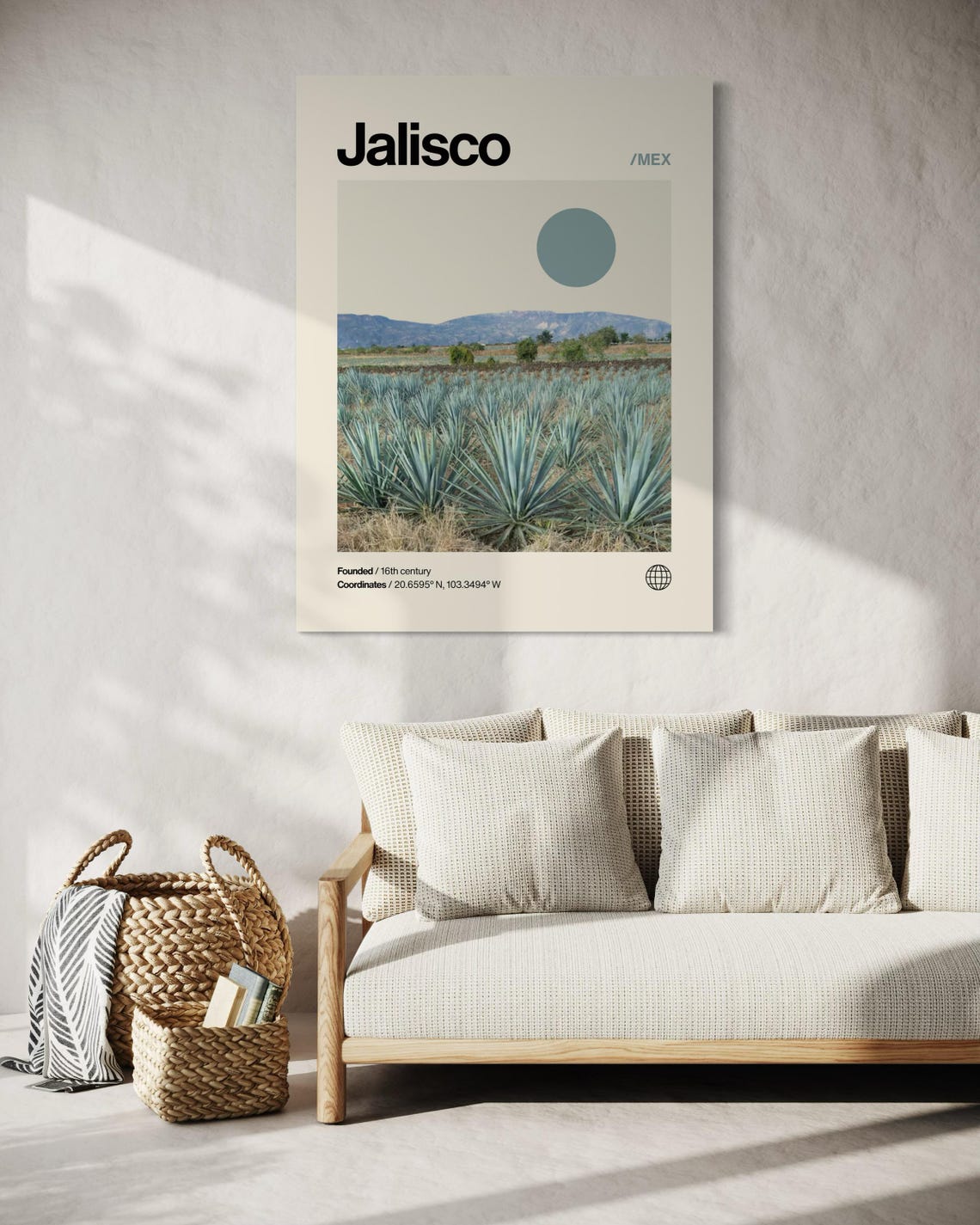 Jalisco Mexico Blue Agave Field Desert Helvetica Travel Poster - Image 2