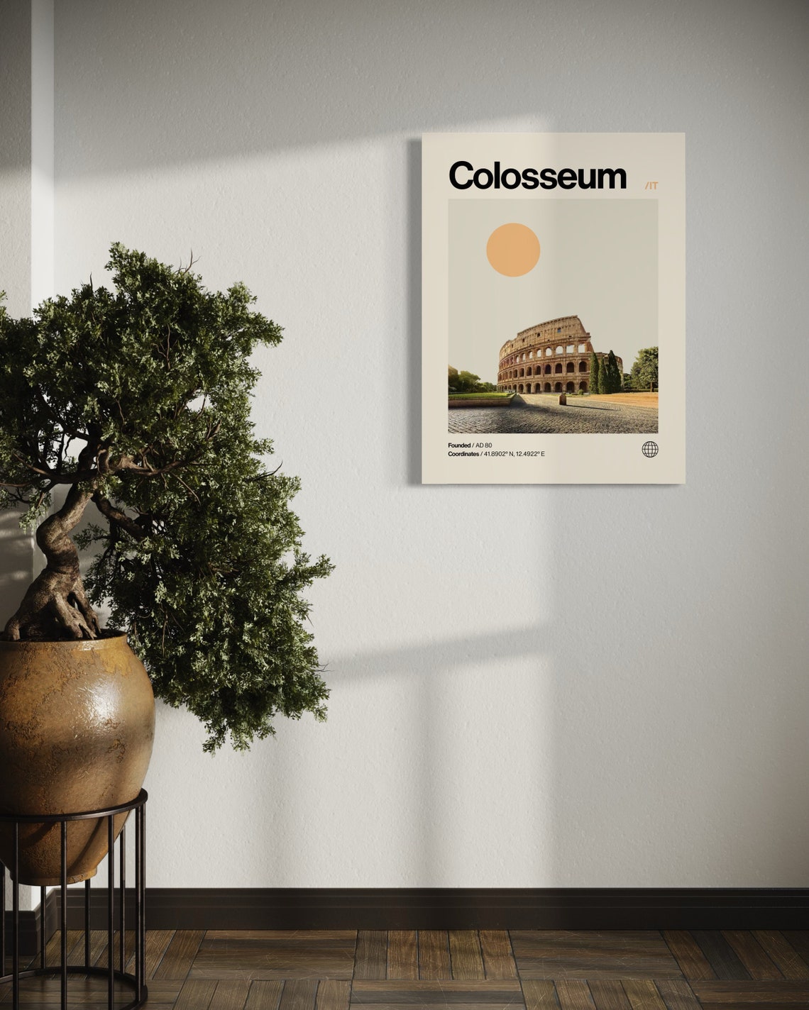 Colosseum Poster Minimalist Helvetica Mid Century Modern Colosseum Travel Print Colosseum Wall Art Colosseum Rome Art House Art Rome - Image 2