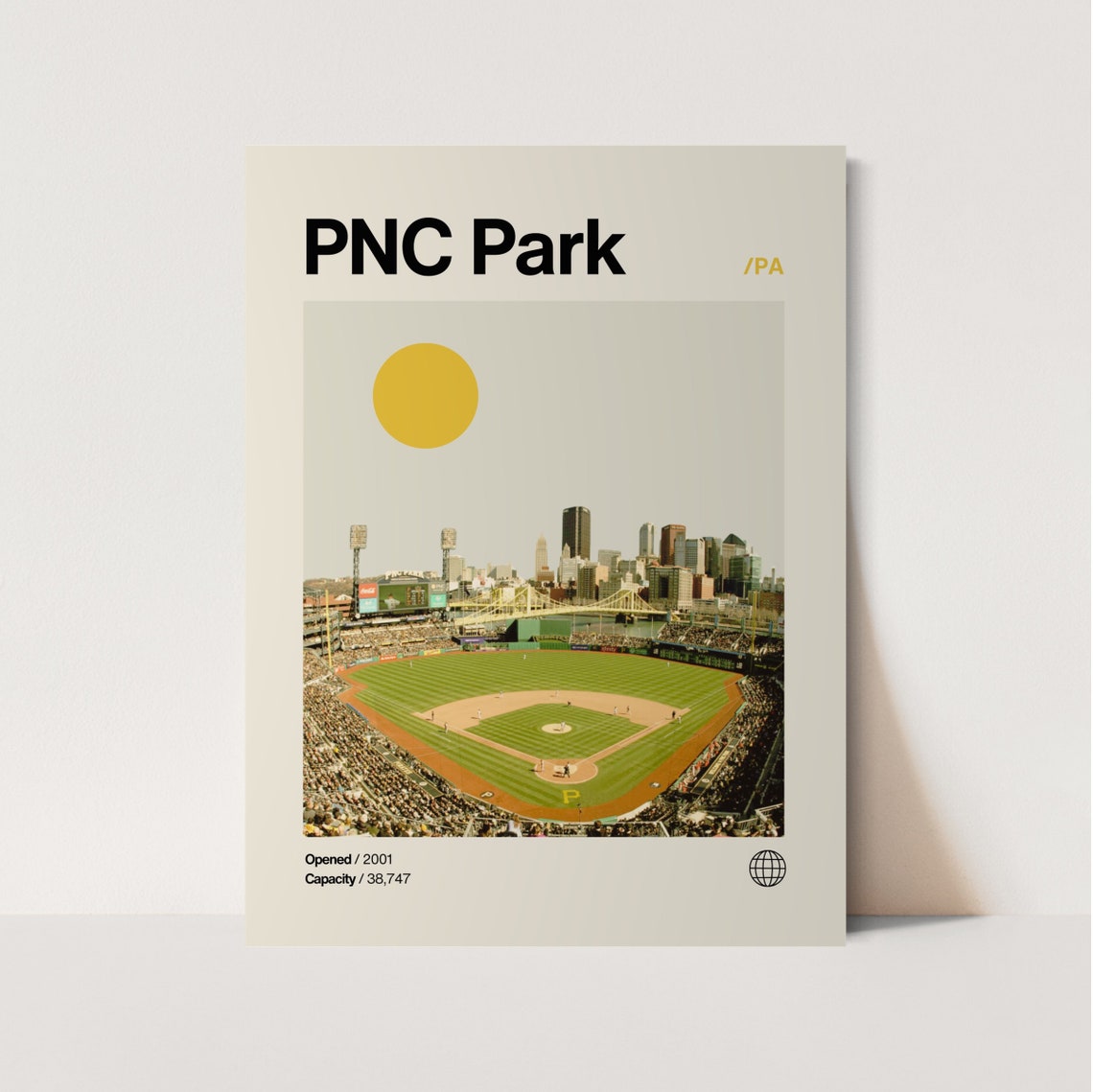 PNC Park Pittsburgh Pirates Riverside Stadium Minimalist Sports Poster