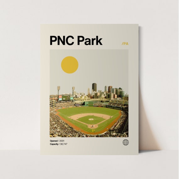 Pnc Park Poster Pirate Poster Minimalist Helvetica Mid Century Modern Baseball Art Baseball Stadium Poster Pittsburg Pirates Poster