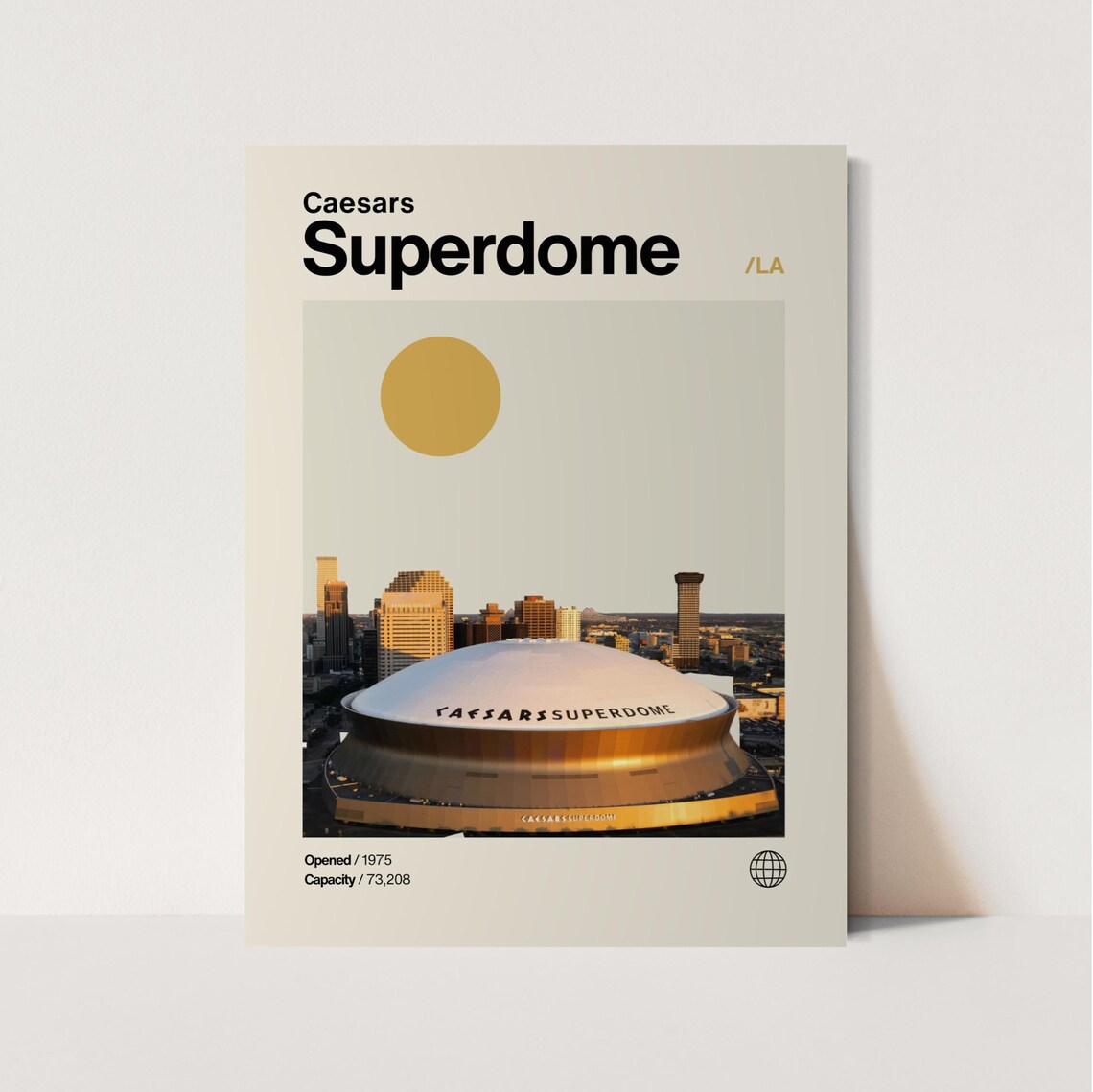 Caesars Superdome Minimalist Poster, New Orleans