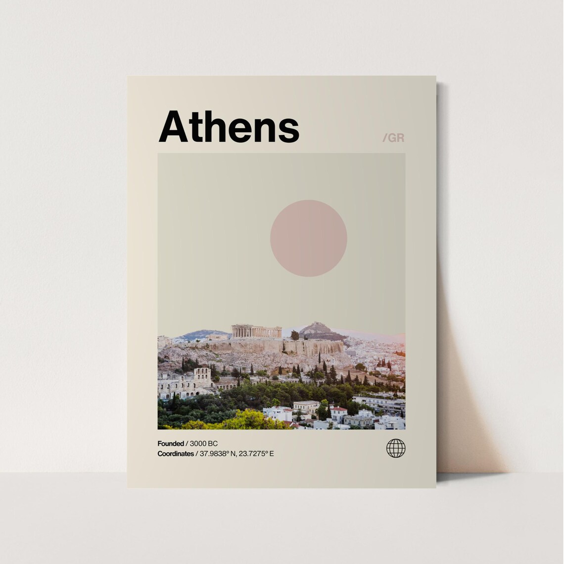 Athens Minimalist Mid-Century Travel Poster Print