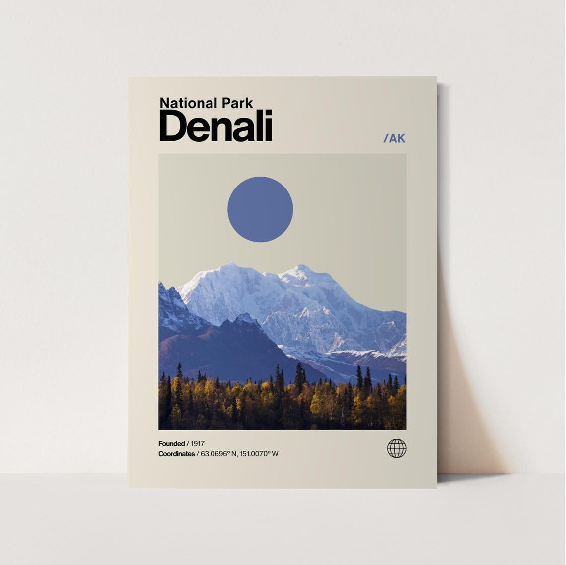Denali National Park Alaska Snow Peak Mountain Photo Travel Poster