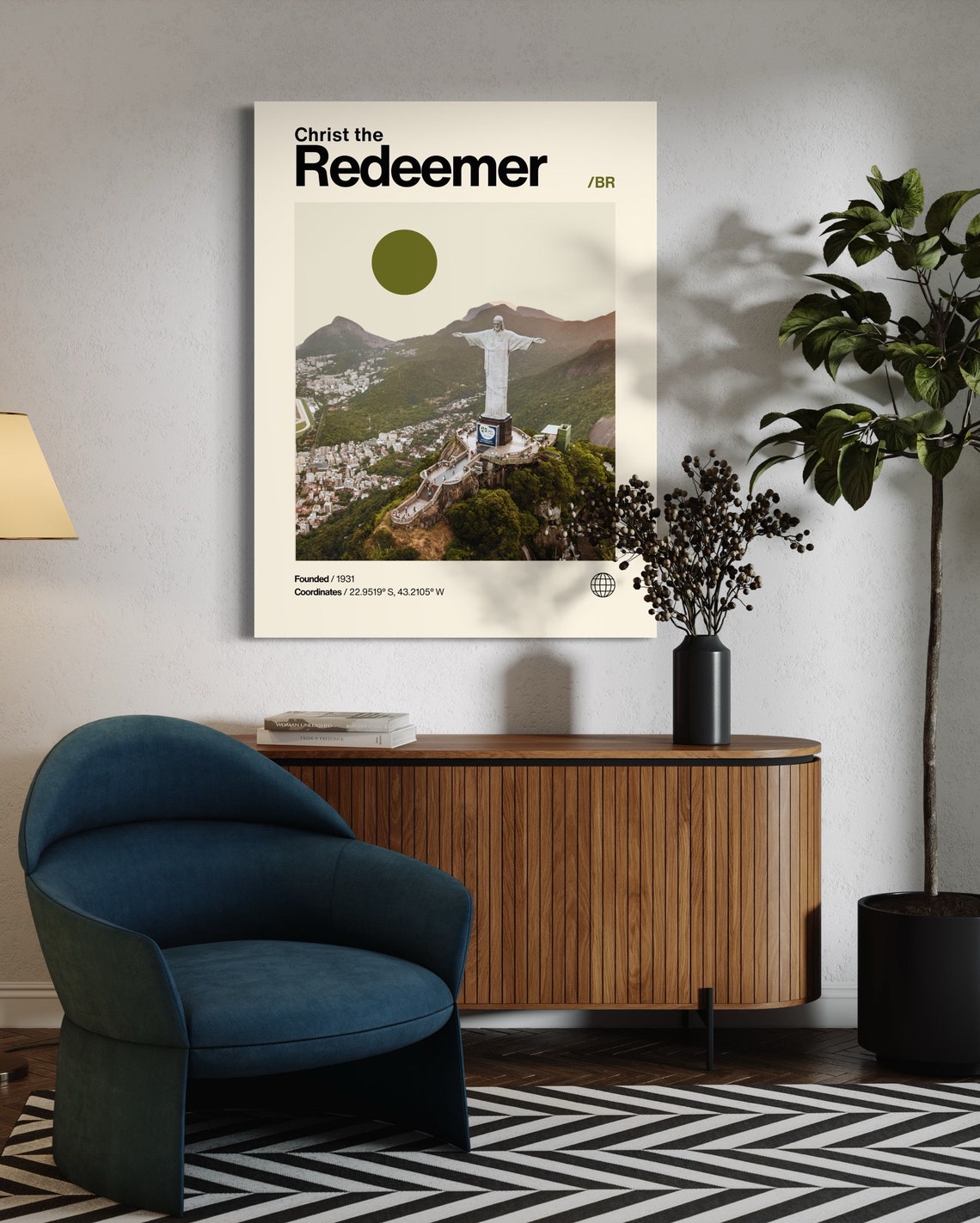 Christ The Redeemer Poster Minimalist Helvetica Mid Century Modern Christ The Redeemer Travel Print Christ The Redeemer Brazil Brazil - Image 3