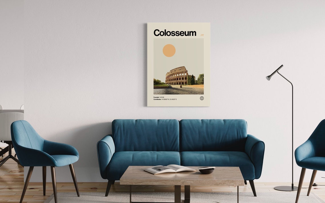 Colosseum Poster Minimalist Helvetica Mid Century Modern Colosseum Travel Print Colosseum Wall Art Colosseum Rome Art House Art Rome - Image 3
