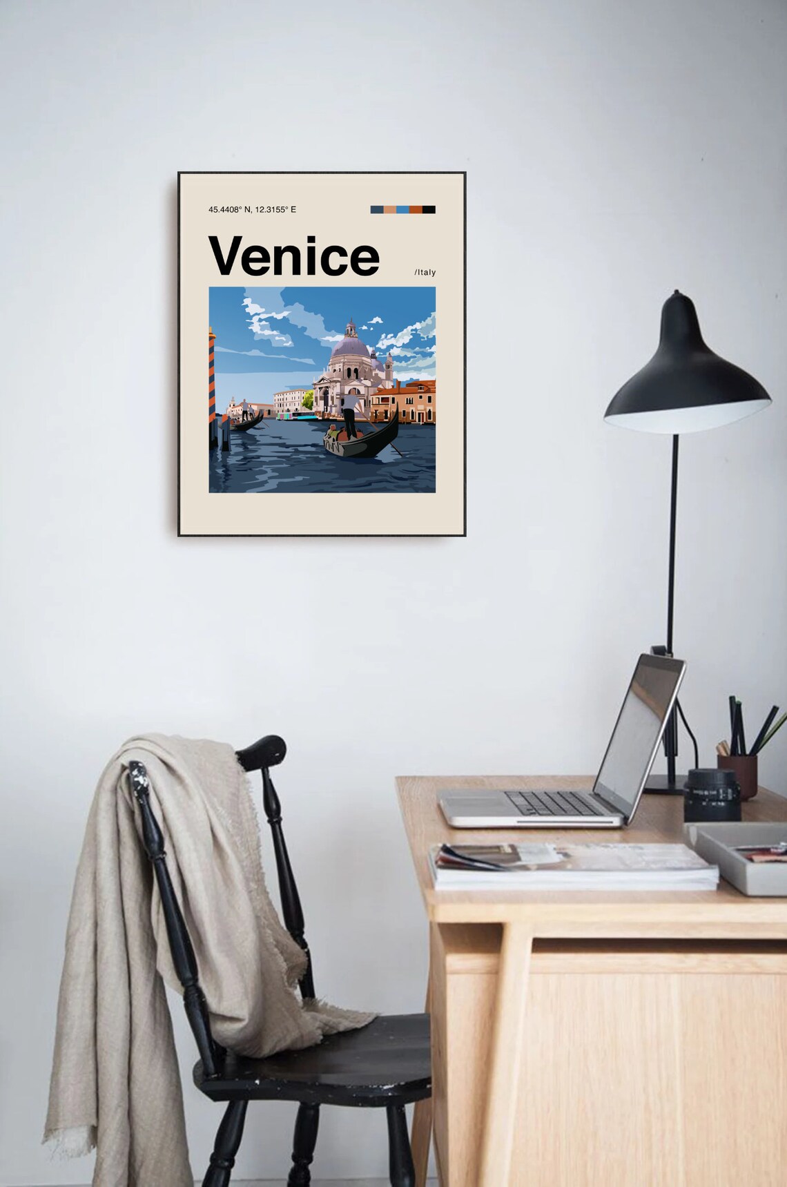 Venice Poster Minimalist Helvetica Mid Century Modern Venice Travel Print Italy Poster Venice Wall Art Venice Italy Print Venice Art - Image 3
