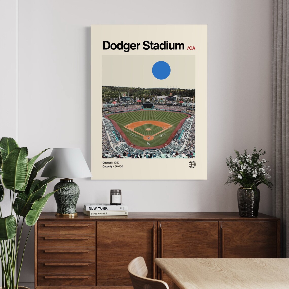 Dodger Stadium Minimalist Mid-Century Art Print - Image 3