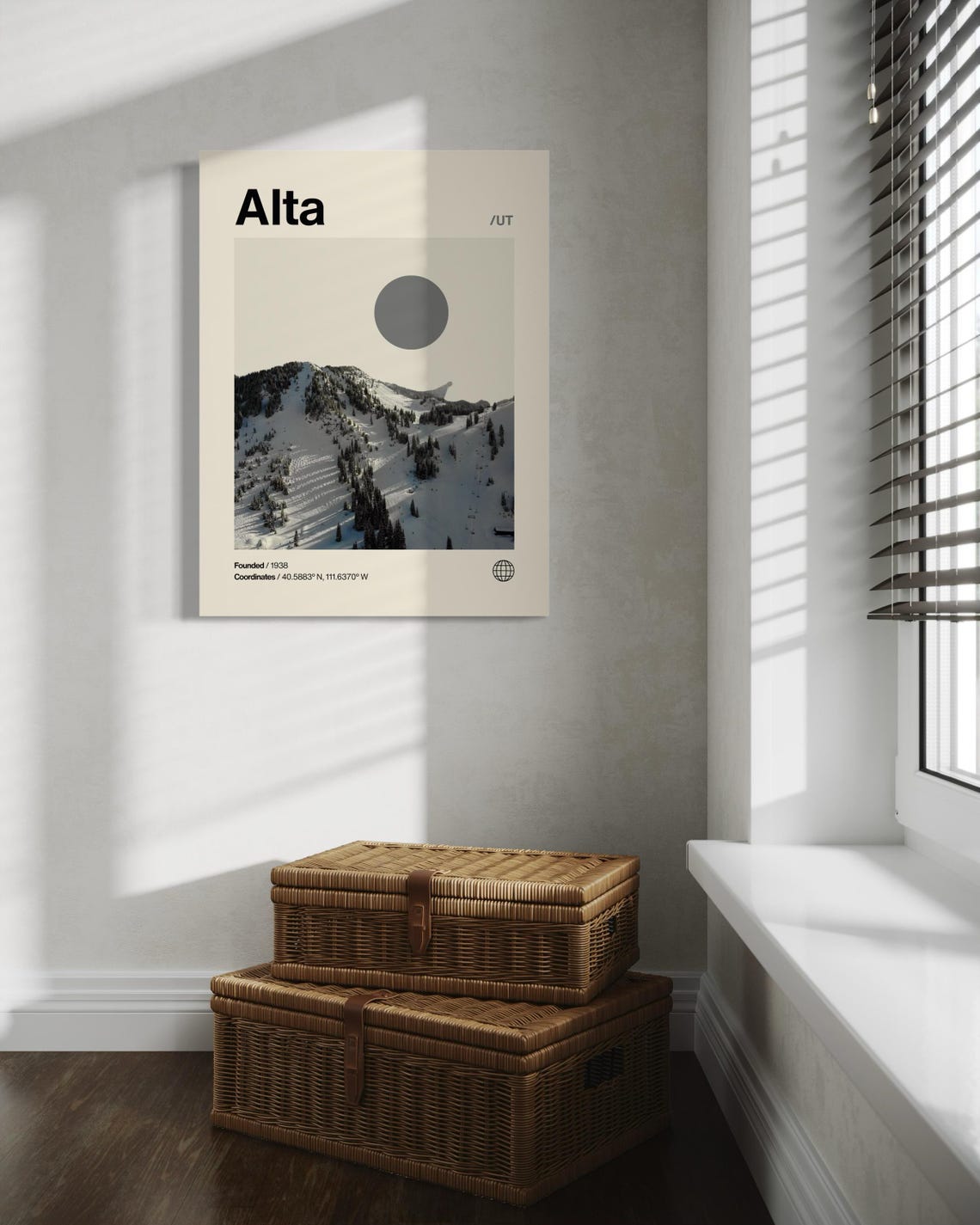 Alta Utah Ski Resort Snow Mountain Minimalist Helvetica Winter Poster - Image 3