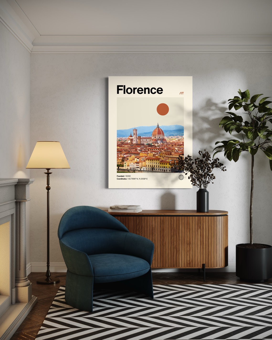 Florence Poster Minimalist Helvetica Mid Century Modern Florence Travel Print Florence Wall Art Florence Italy Art House Art Italia - Image 2