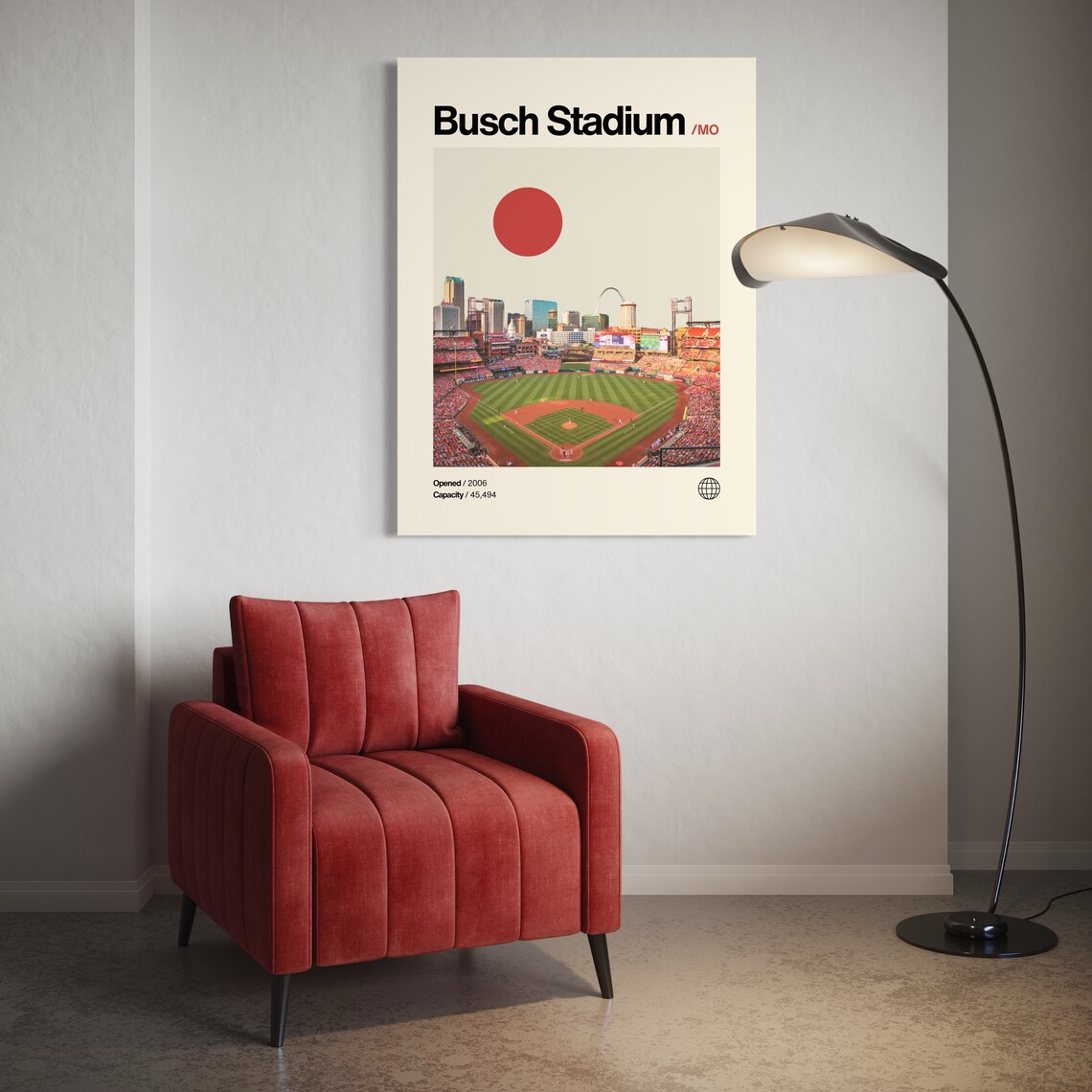 Busch Stadium Poster, Minimalist Mid-Century Art Print - Image 2