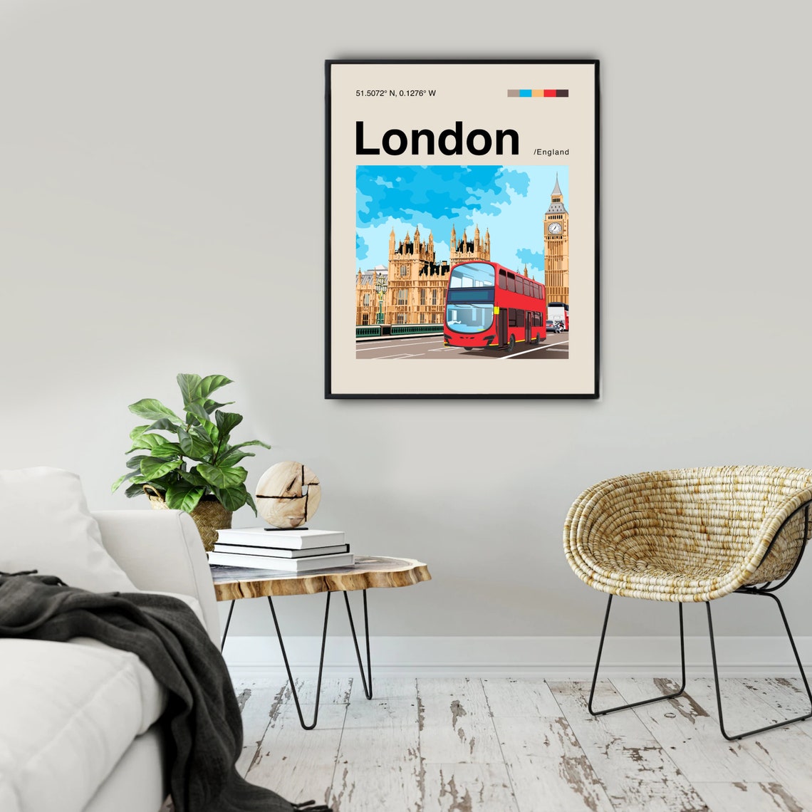 London Poster London Wall Art London England Art London England Wall Art London Big Ben Art Big Ben Print London Print Helvitica - Image 2