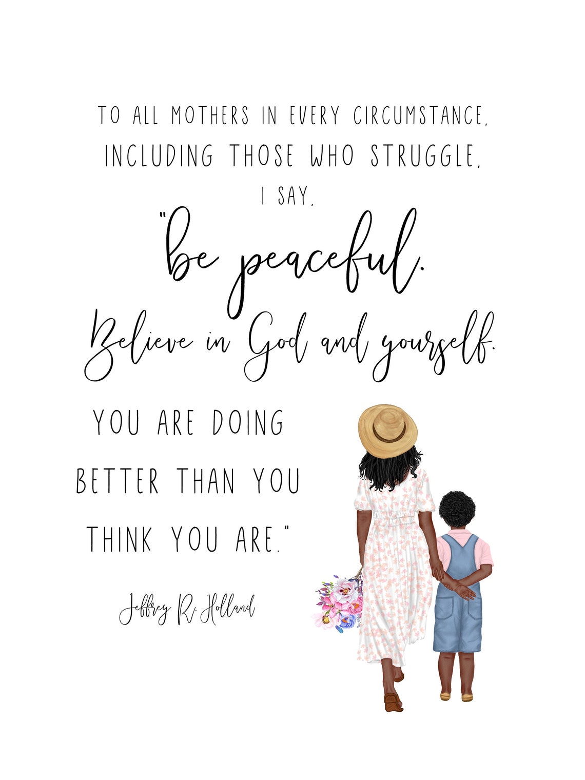 Jeffrey R Holland Motherhood Quote Brunette Mother Son Poster - Image 2