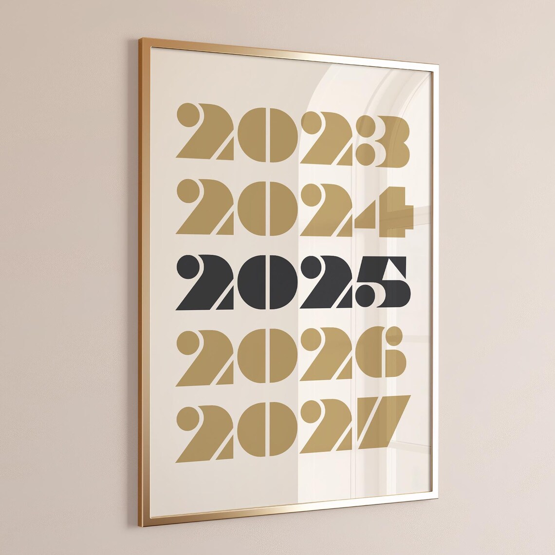 2023 2024 2025 2026 2027 Retro Bold Digits Black Gold New Year Poster