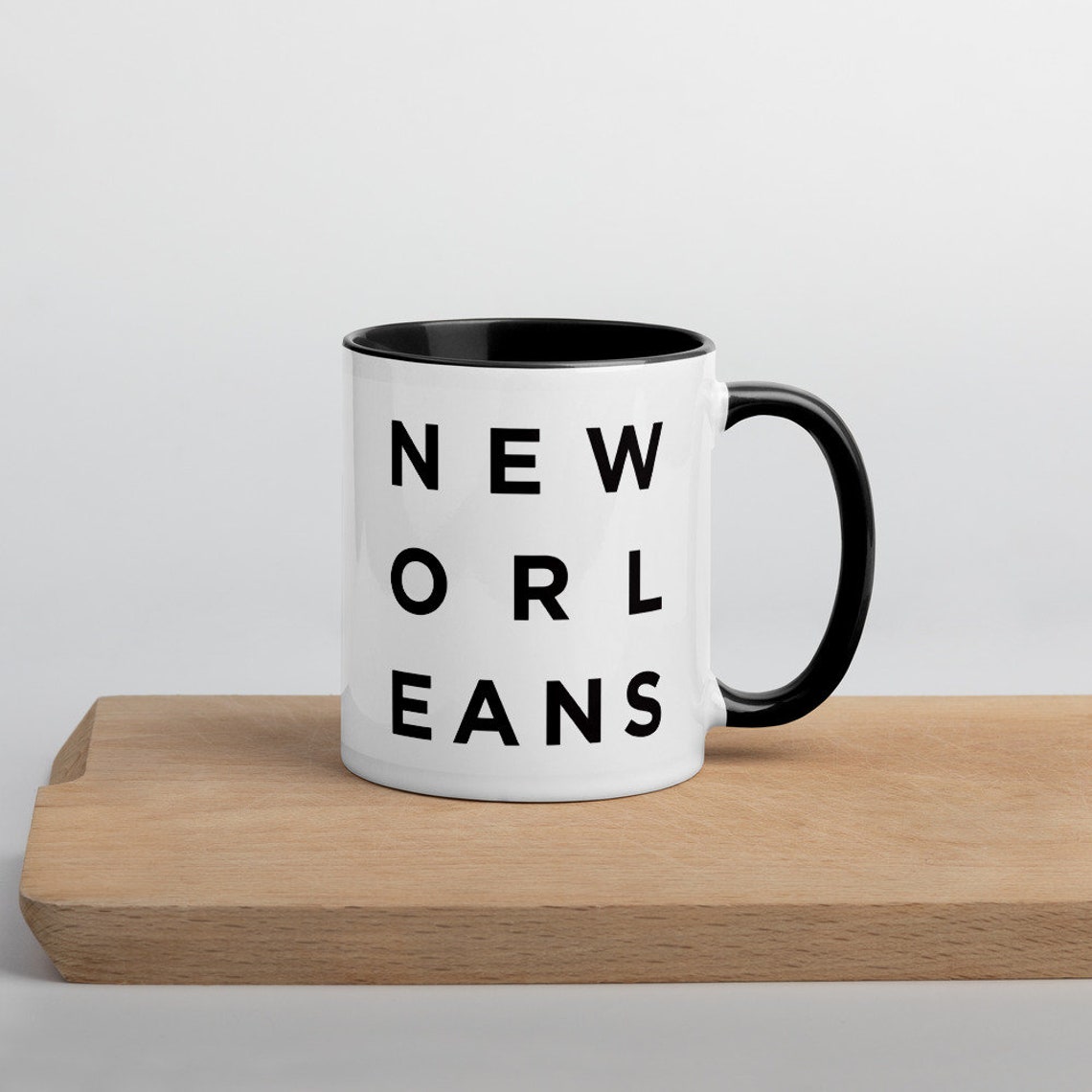 New Orleans Minimalist Black White Ceramic Coffee Mug City Gift Print