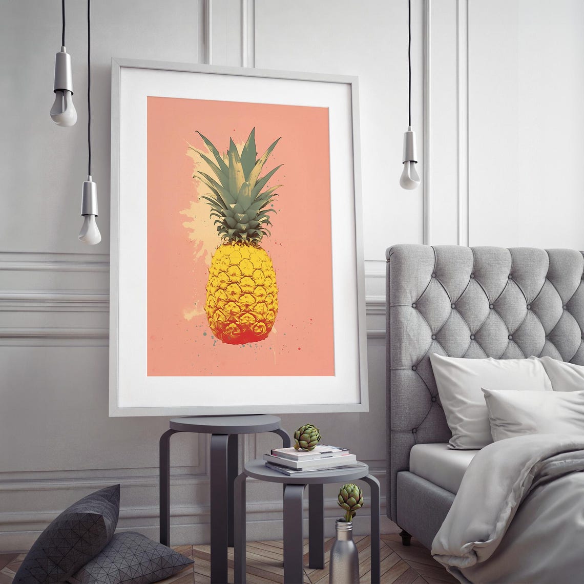 Pineapple Pop Art Poster on Pink Modern Tropical Fruit Decor - Image 4