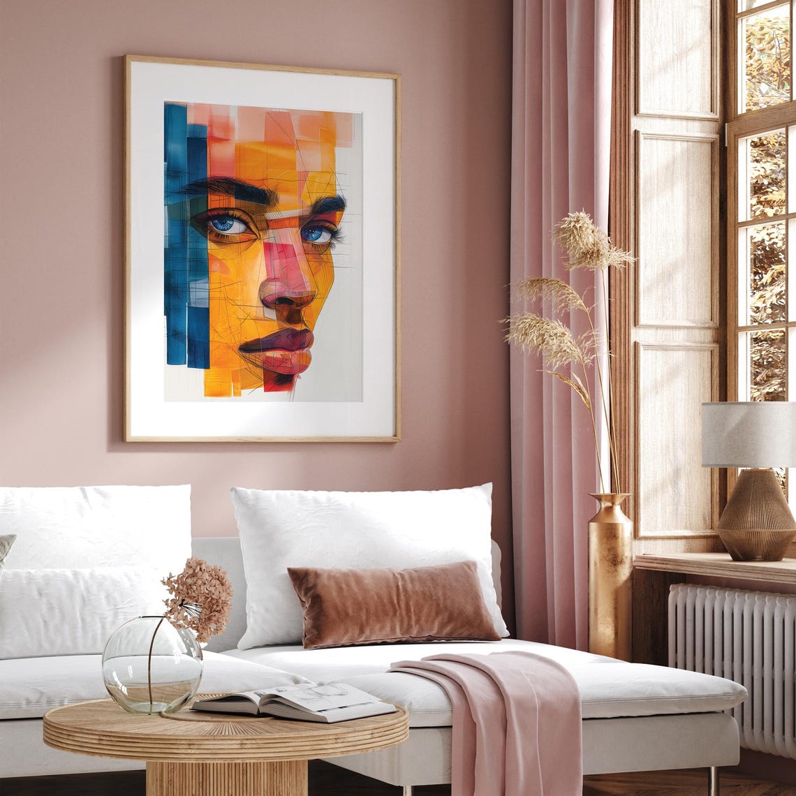 Abstract Portrait Wall Art Vibrant Geometric Face Modern Home Decor Artwork For Trendy Spaces Wall Art - Image 3